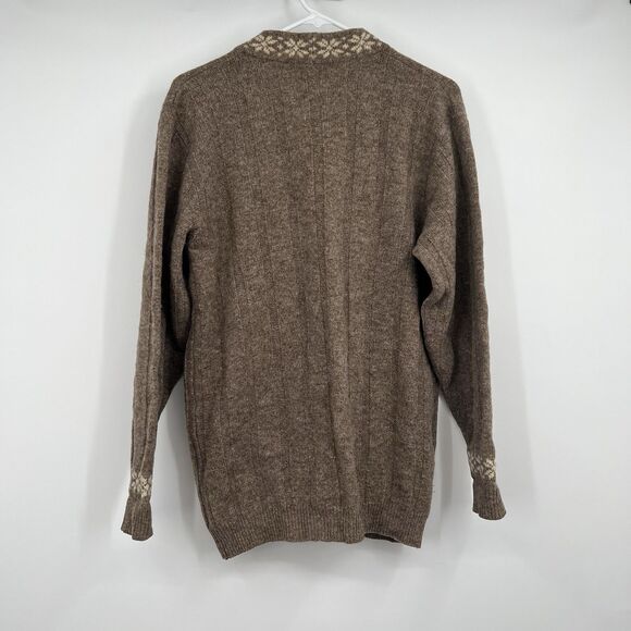 VTG Jaeger Knitwear Cardigan 36” Fair Isle Trim Wool Blend Holiday Preppy Casual - Picture 3 of 7